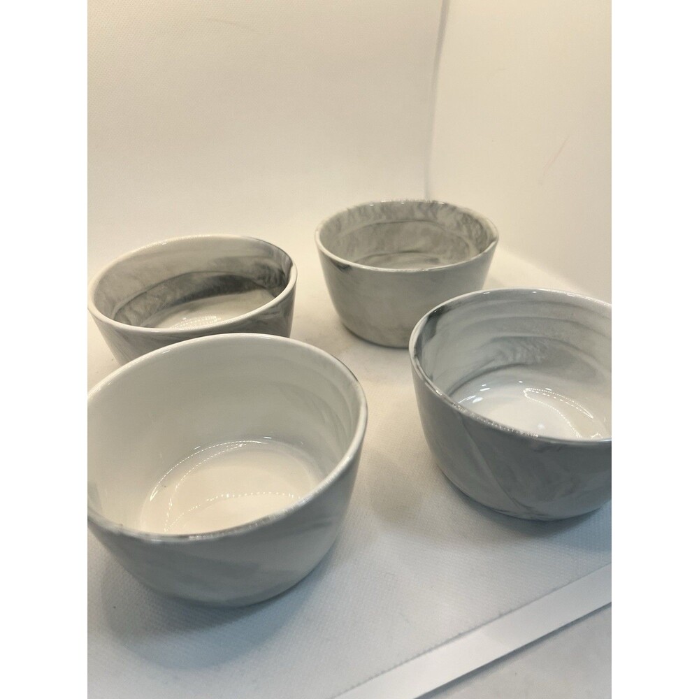 4 Marbled By Ciroa Set small gray ivory swirl pattern 2" high Marble Pattern